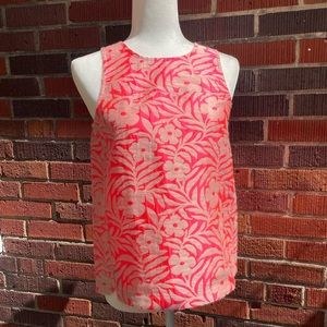 J.Crew Sleeveless Brocade Floral Neon Top